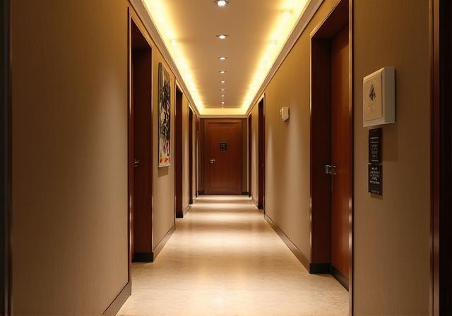 A quiet, aesthetically pleasing hallway with soft lighting.